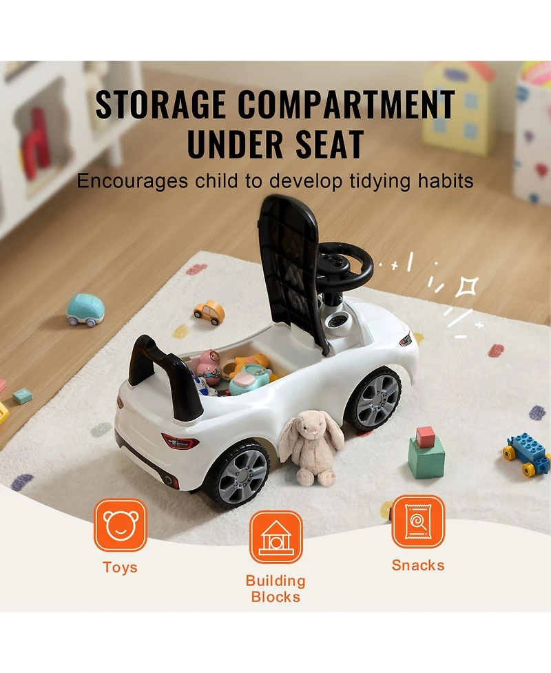 Toddler Ride On Push Car Ages 1-3 with Music Steering Wheel and Under Seat Storage