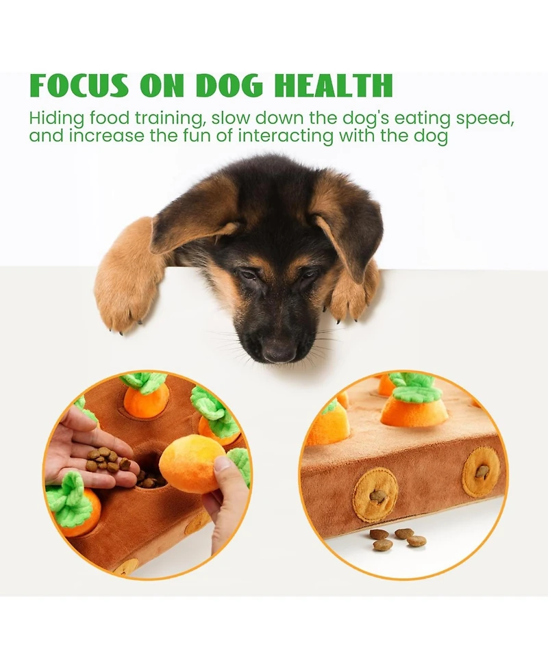 Nocciola 12 Pcs Carrot Squeaky Dog Toys with Puzzle Feeding Carrot Patch