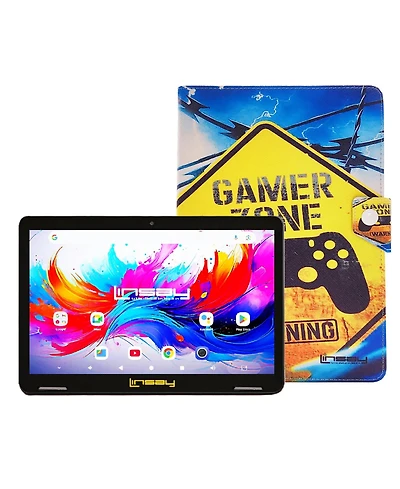 Linsay 10.1"Octa Core 256GB Storage Android 15 Tablet with Gamer Shape Case