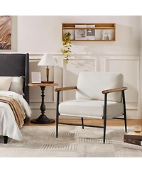 Yaheetech Mid-century Boucle Accent Chair, Ivory