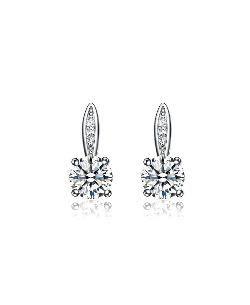 Rachel Glauber White Gold Plated with Clear Cubic Zirconia Drop Earrings