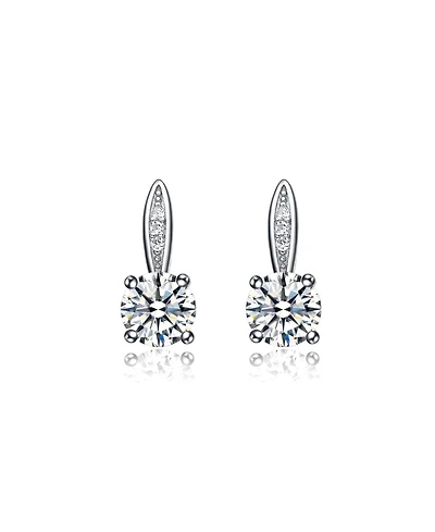 Rachel Glauber White Gold Plated with Clear Cubic Zirconia Drop Earrings
