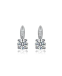 Rachel Glauber White Gold Plated with Clear Cubic Zirconia Drop Earrings
