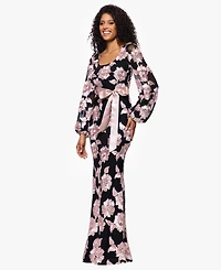 Betsy & Adam Women's Soutache Long-Sleeve Long Sheath Dress