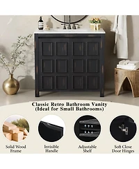 Casainc 36" Bathroom Vanity Organizer with Ceramic Sink, Stylish & Functional Storage