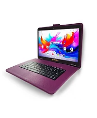 Linsay 10.1"Octa Core 256GB Storage Android 15 Tablet with Purple Style Keyboard