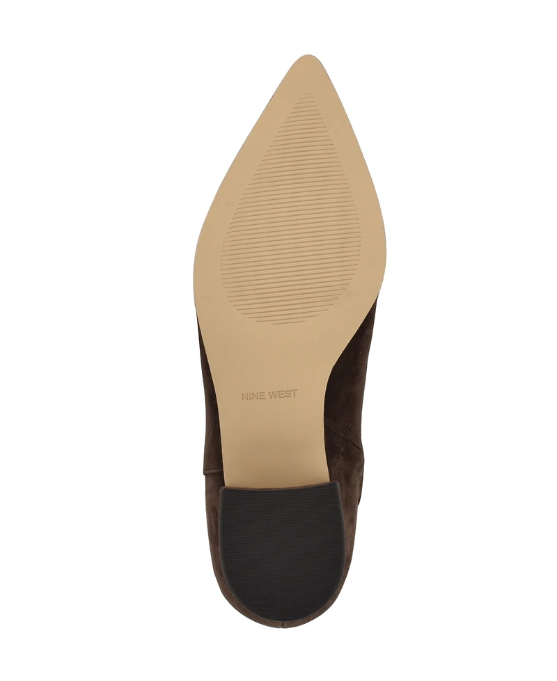 Nine West Women's Morgin Tall Pointy Toe Block Heel Boots