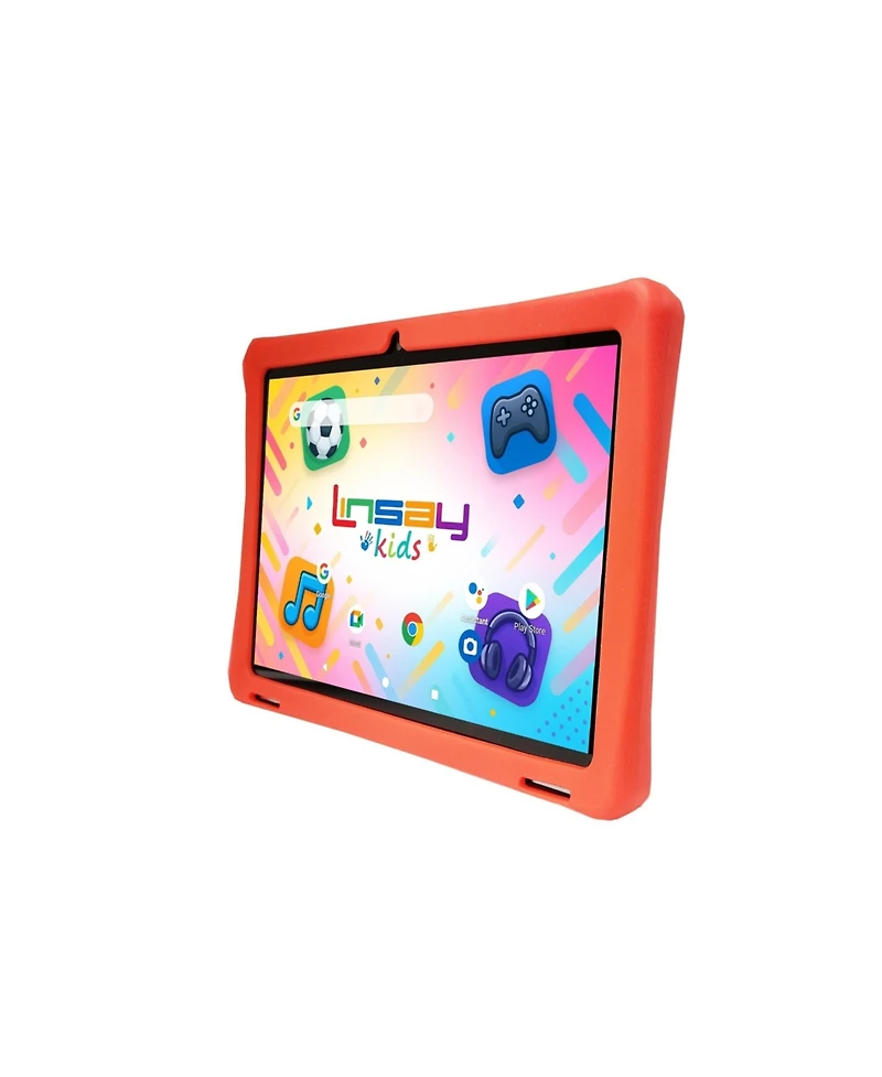 Linsay 10.1"Octa Core 256GB Storage Android 15 Tablet with Red Kids Defender Case