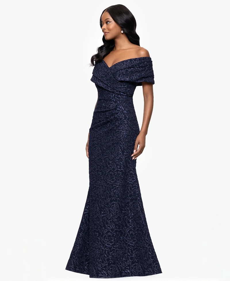 Betsy & Adam Petite Off-The-Shoulder Jacquard Dress