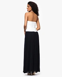 Betsy & Adam Petite Strapless Mixed-Media Dress