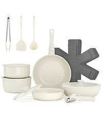 Sugift 18-Piece Non-Stick Cookware Set with Silicone Tools, Detachable Handles