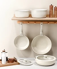 Sugift 18-Piece Non-Stick Cookware Set with Silicone Tools, Detachable Handles