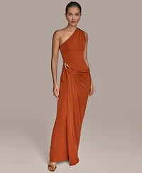 Donna Karan New York Women's Asymmetric Slinky-Knit Gown