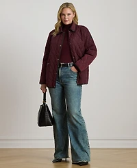 Lauren Ralph Plus Quilted Velboa-Lined Coat, Created for Macy's