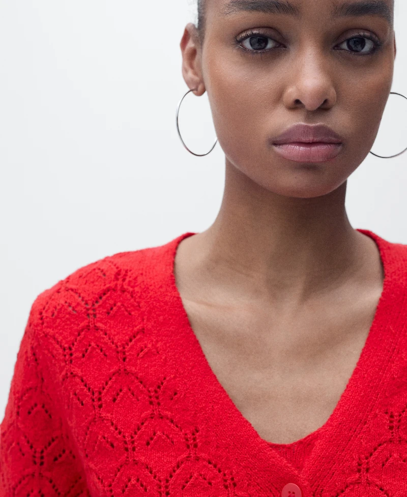 Mango Women's Openwork Detail Knit Cardigan
