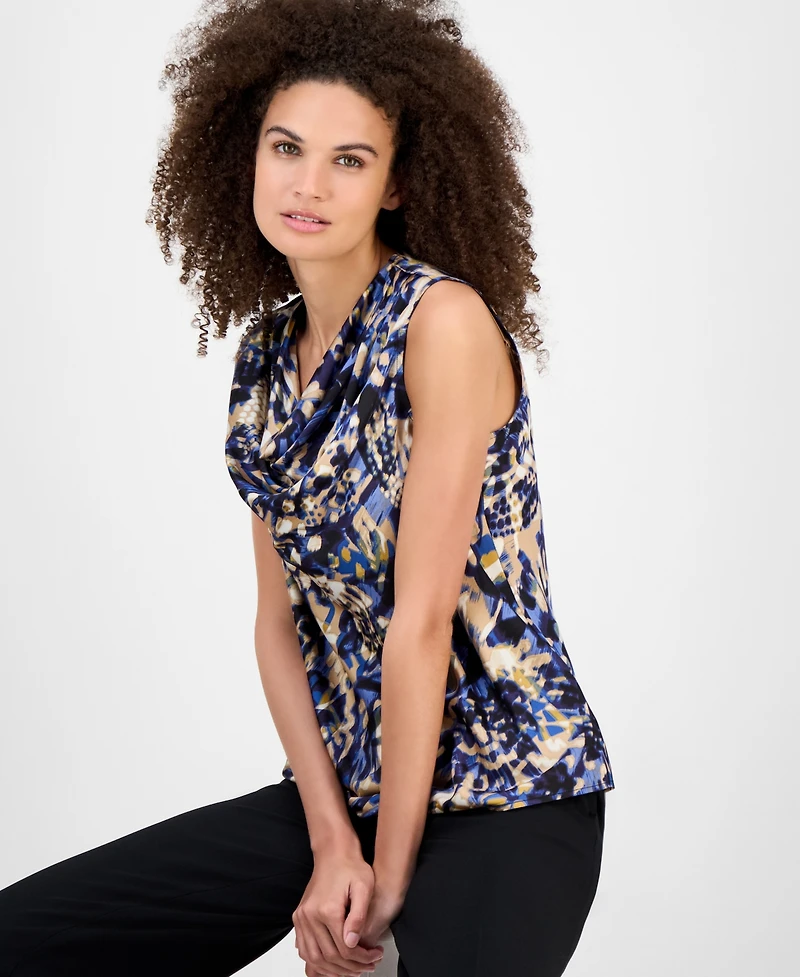 Kasper Women's Printed Cowl-Neck Tank