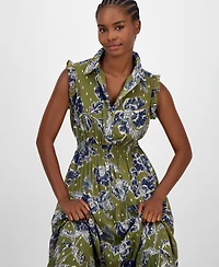Anne Klein Plus Floral-Print Smocked Shirtdress