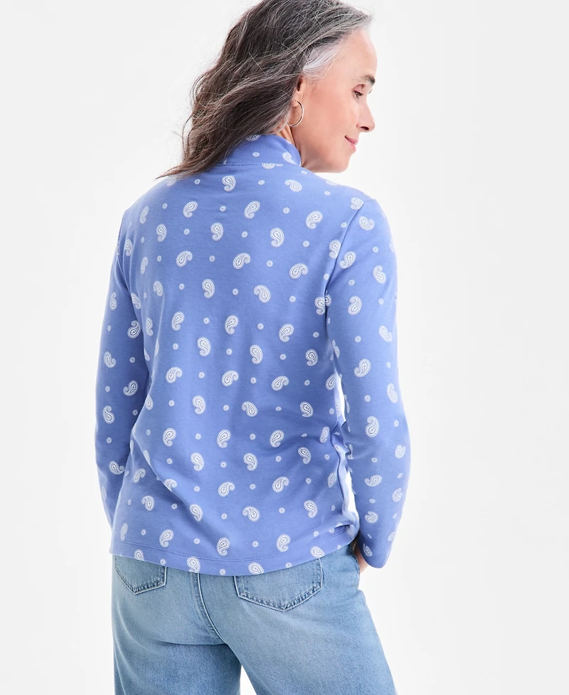 Style & Co Women's Printed Mock Neck Knit Top, Macy's Exclusive