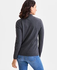 Style & Co Women's Cotton Mock-Neck Long-Sleeve Tee, Created for Macy's