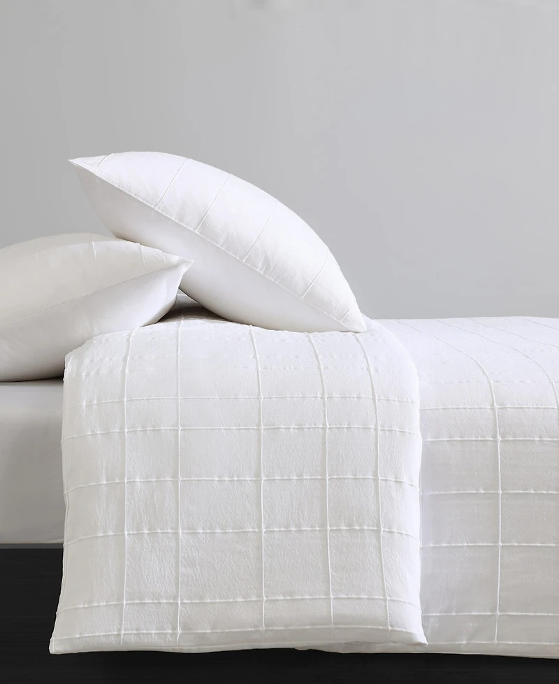 Calvin Klein Solid Puckered Grid 3-Pc. Duvet Cover Set