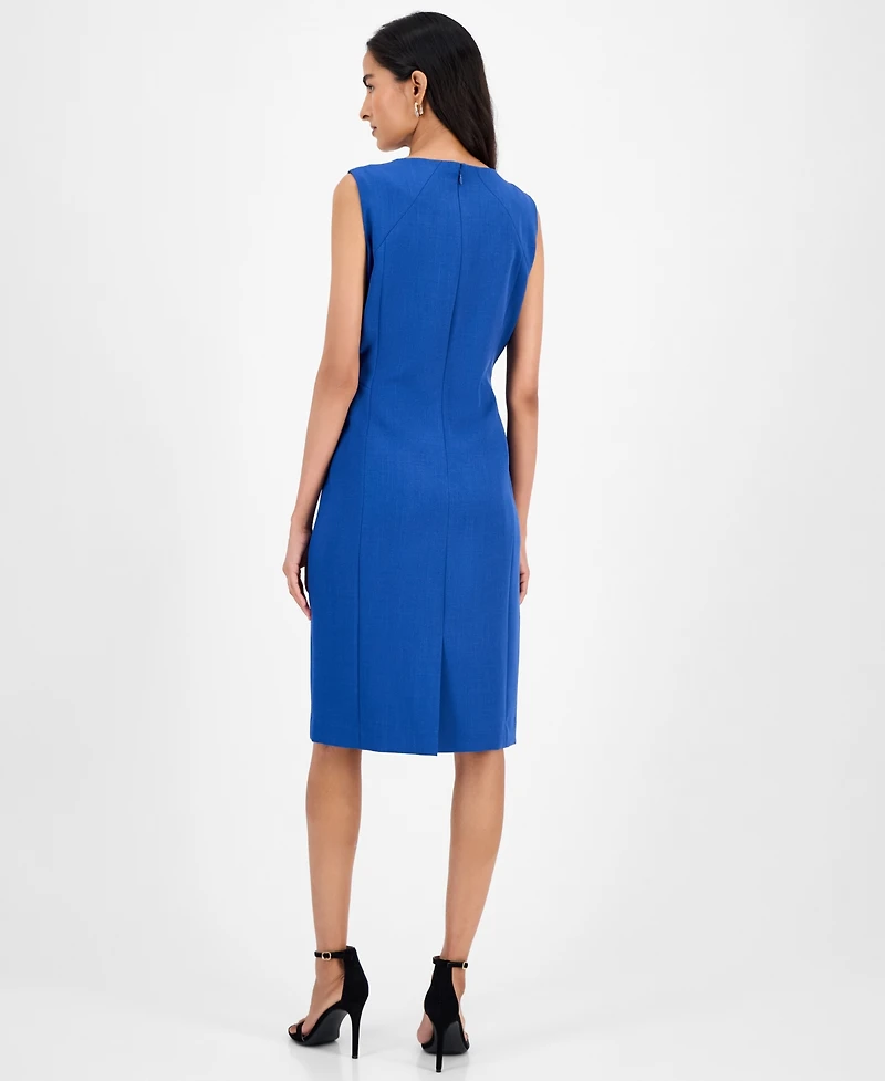 Kasper Crepe Sleeveless Round-Neck Sheath Dress, Regular & Petite
