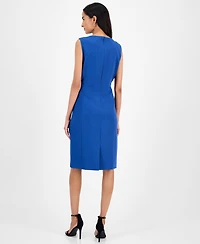 Kasper Crepe Sleeveless Round-Neck Sheath Dress, Regular & Petite