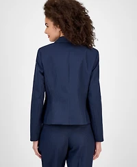 Kasper Mini-Check-Print Button-Front Jacket, Regular & Petite