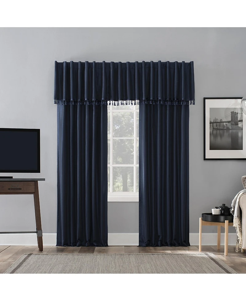 Evelina Faux Dupioni Silk Thermal Extreme 100% Blackout Back Tab Curtain Panel