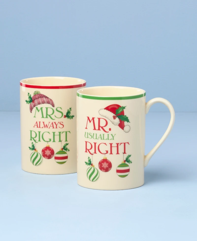 Lenox Mr. & Mrs. Holiday Mugs, Set of 2