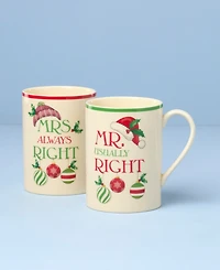 Lenox Mr. & Mrs. Holiday Mugs, Set of 2