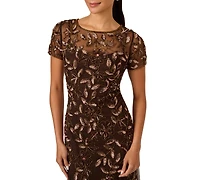 Adrianna Papell Floral-Beaded Gown