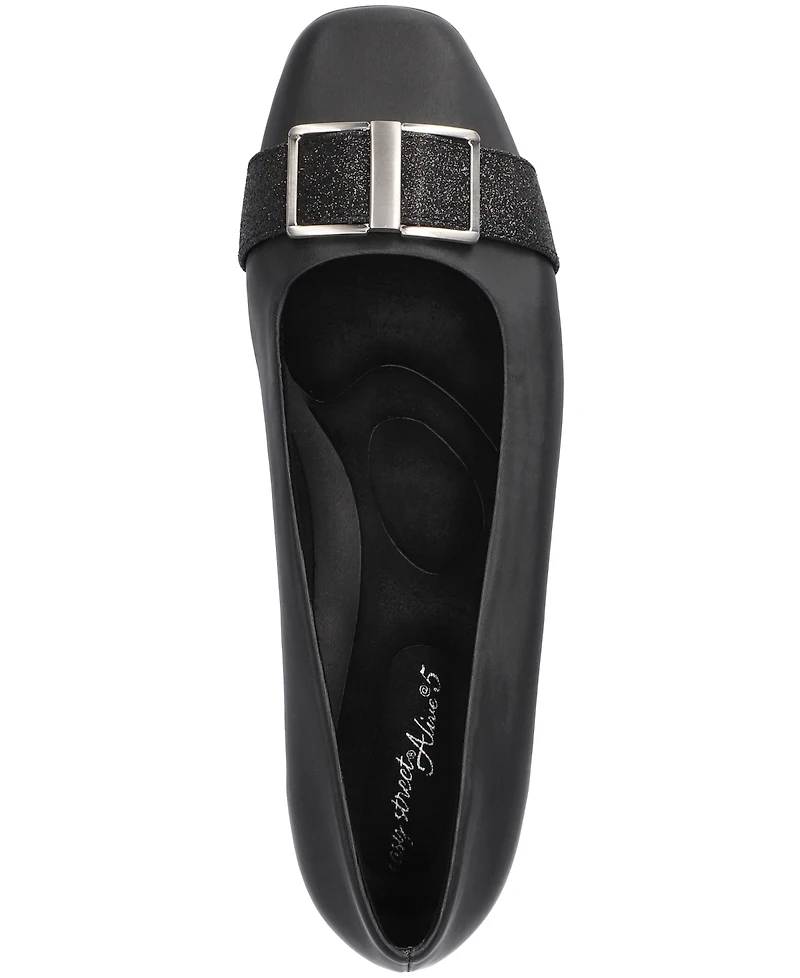 Easy Street Women's Keely Square Toe Ballet Flats