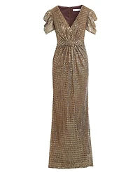 Mac Duggal Women's Ieena Bow Waist Metallic Gown