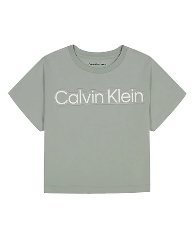 Calvin Klein Big Girls Applique Boxy Short Sleeve T-Shirt