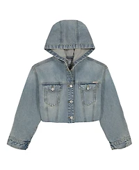 Calvin Klein Big Girls Denim Hooded Jean Jacket