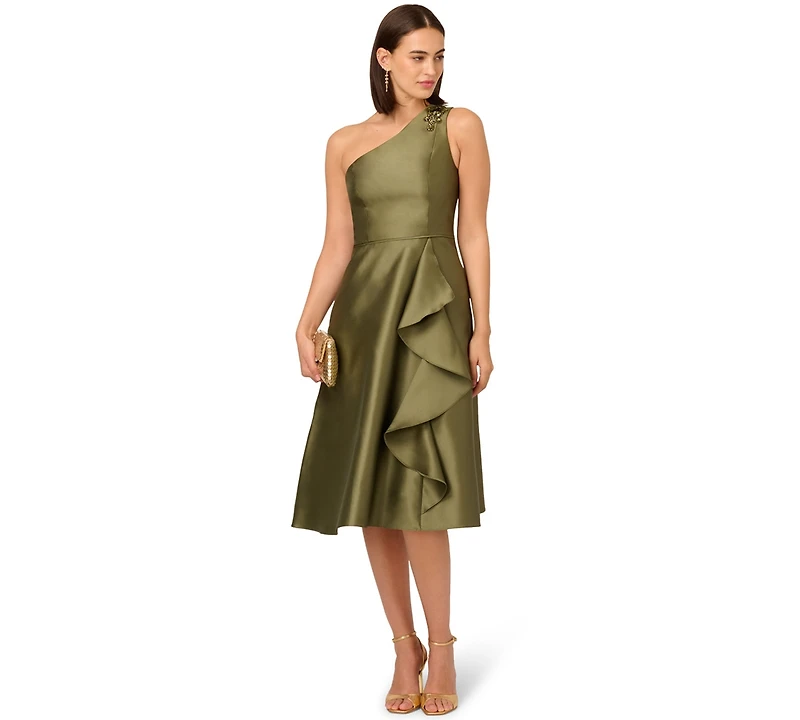 Adrianna Papell Women's One-Shoulder Fit & Flare Midi Dress