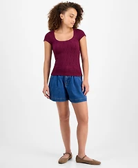 And Now This Petite Short-Sleeve Textured Top, Macy's Exclusive