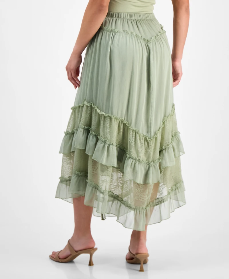 And Now This Petite Asymmetric-Lace-Trim Maxi Skirt, Macy's Exclusive