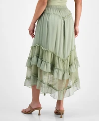 And Now This Petite Asymmetric-Lace-Trim Maxi Skirt, Macy's Exclusive
