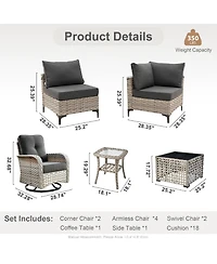 Xizzi 10 Piece Outdoor Patio Furniture with Swivel Chairs,All Weather Wicker Sectional Coversation Set Solar Coffee Table, Single Modular Chairs