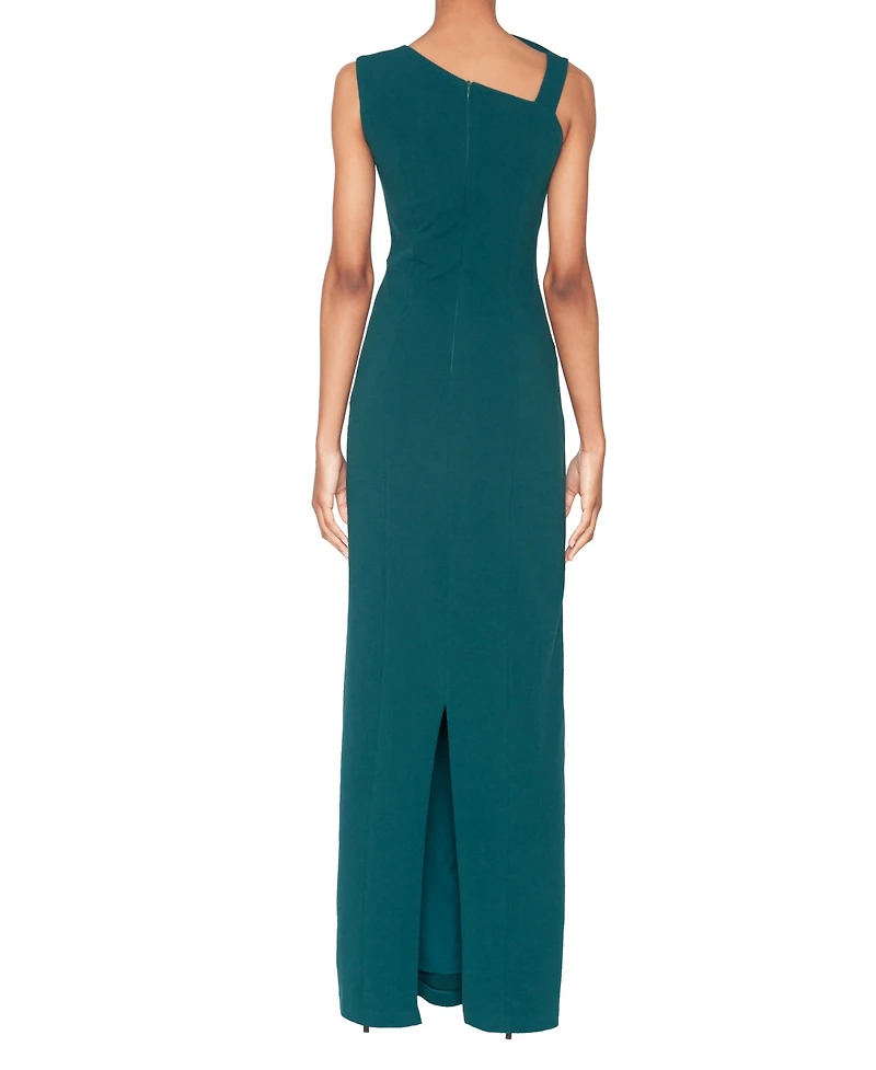 White Tie by Shani Women's Asymmetric Scuba Crepe Gown