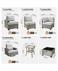 Xizzi Wicker Outdoor Patio Furniture Set, 9PCS Rattan Modular Sectional Sofa,Outside Swivel Rocking Chairs Coversation Set with Side Table