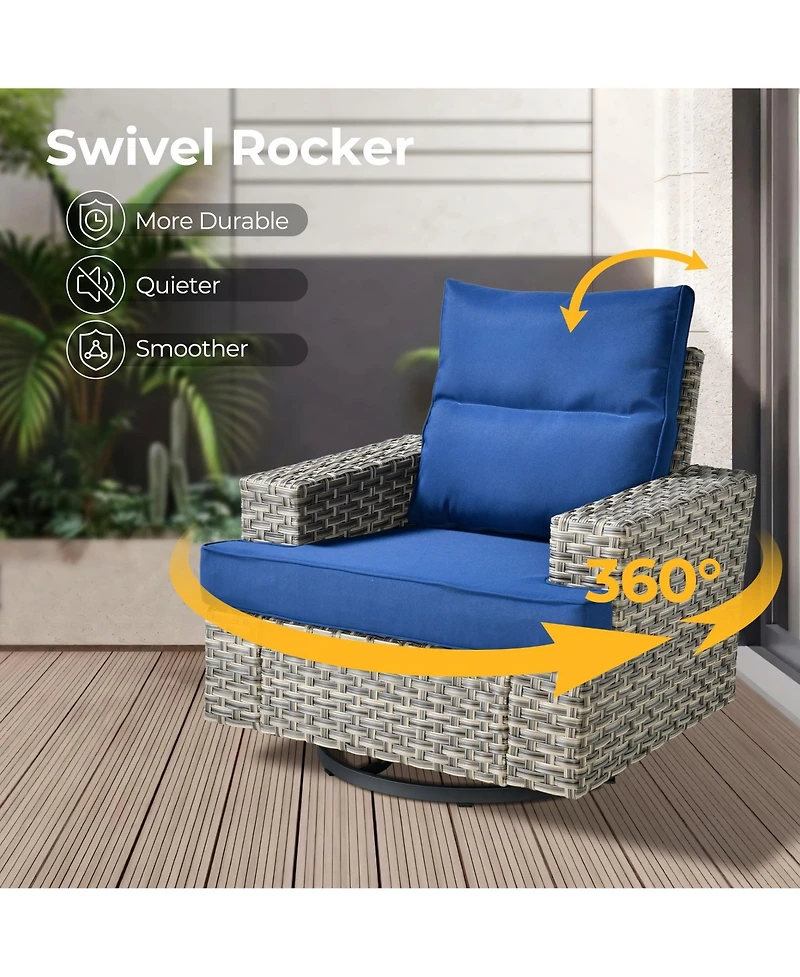 Xizzi Wicker Outdoor Patio Furniture Set, 9PCS Rattan Modular Sectional Sofa,Outside Swivel Rocking Chairs Coversation Set with Side Table