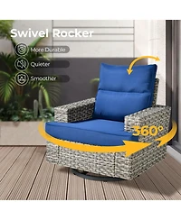 Xizzi Wicker Outdoor Patio Furniture Set, 9PCS Rattan Modular Sectional Sofa,Outside Swivel Rocking Chairs Coversation Set with Side Table