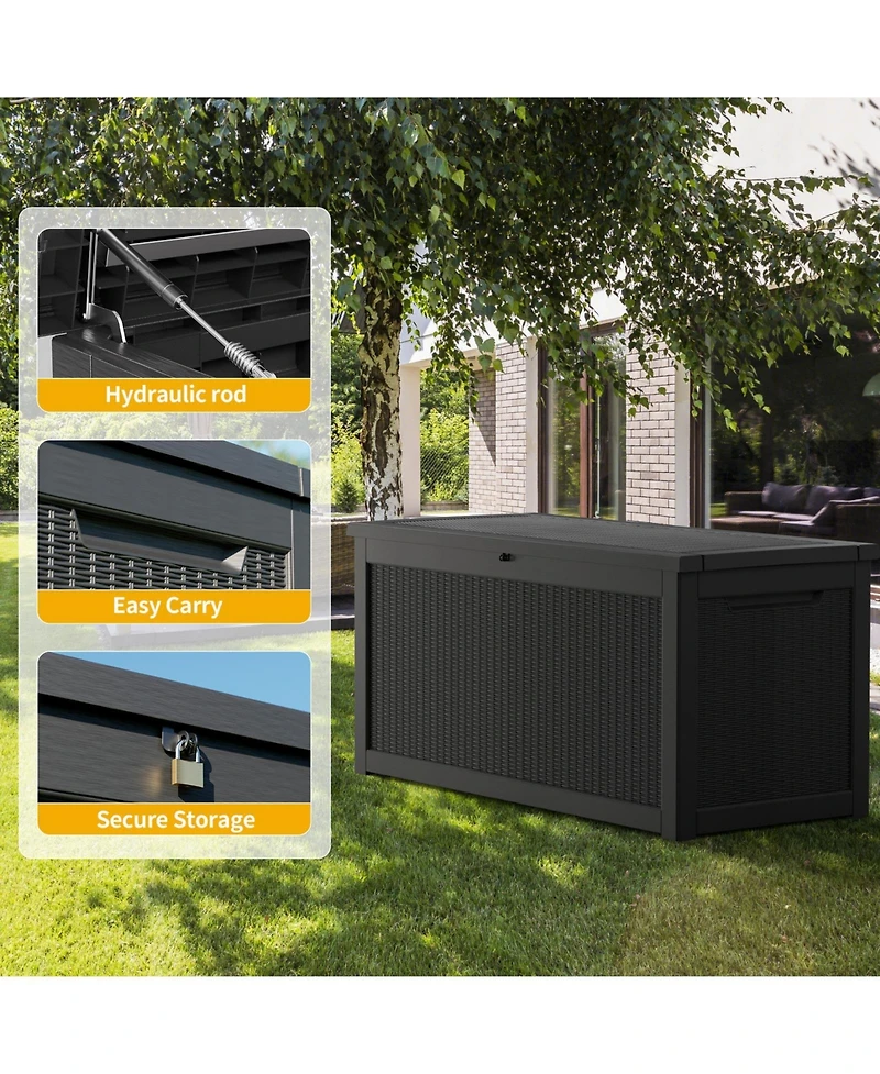 260 Gal 0utdoor Storage Resin Deck Box Large Patio Container