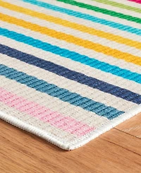Dash and Albert Rugs by Annie Selke Rainbow Stripe Machine Washable DA2052 3'x5' Area Rug
