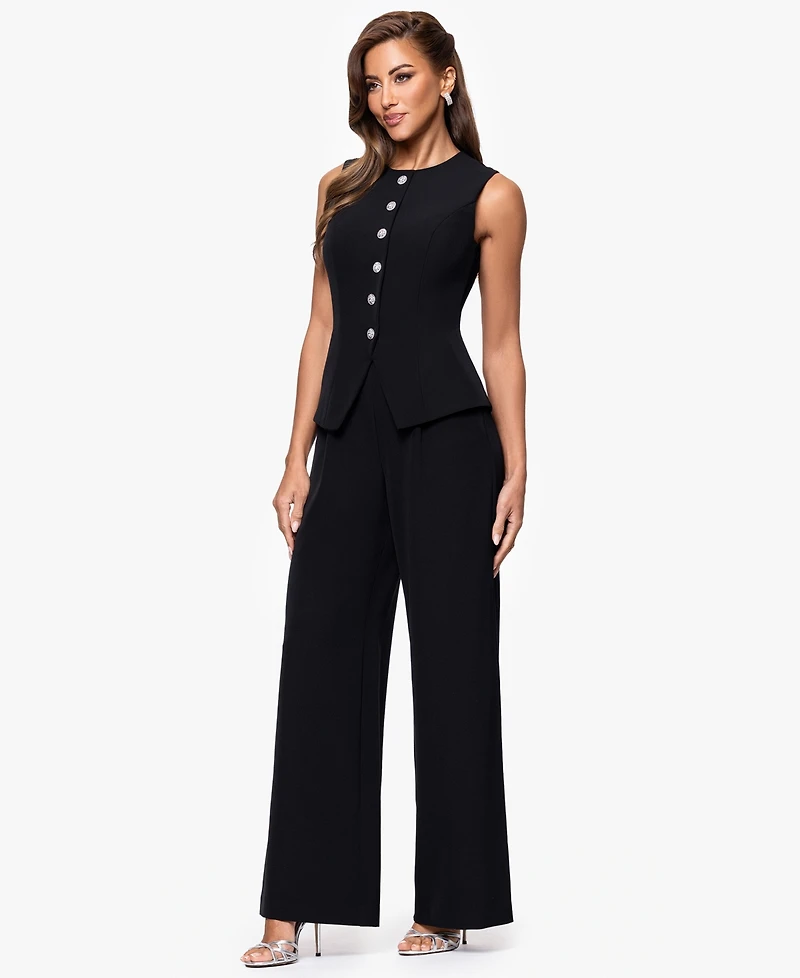 Xscape Women's Scuba Crepe Sleeveless Straight-Leg Jumpsuit