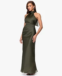 Xscape Women's Organza High-Neck Long Sheath Dress