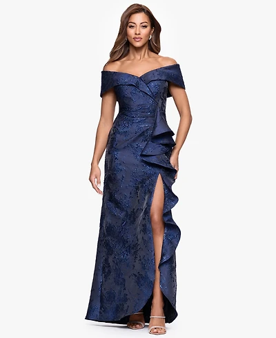 Xscape Women's Jacquard Long Fit & Flare Dress