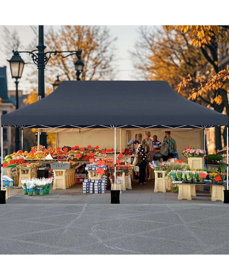 Gymax 10 x 20FT Pop-up Canopy Tent Folding Instant Sun Shelter w/ 3 Adjustable Heights